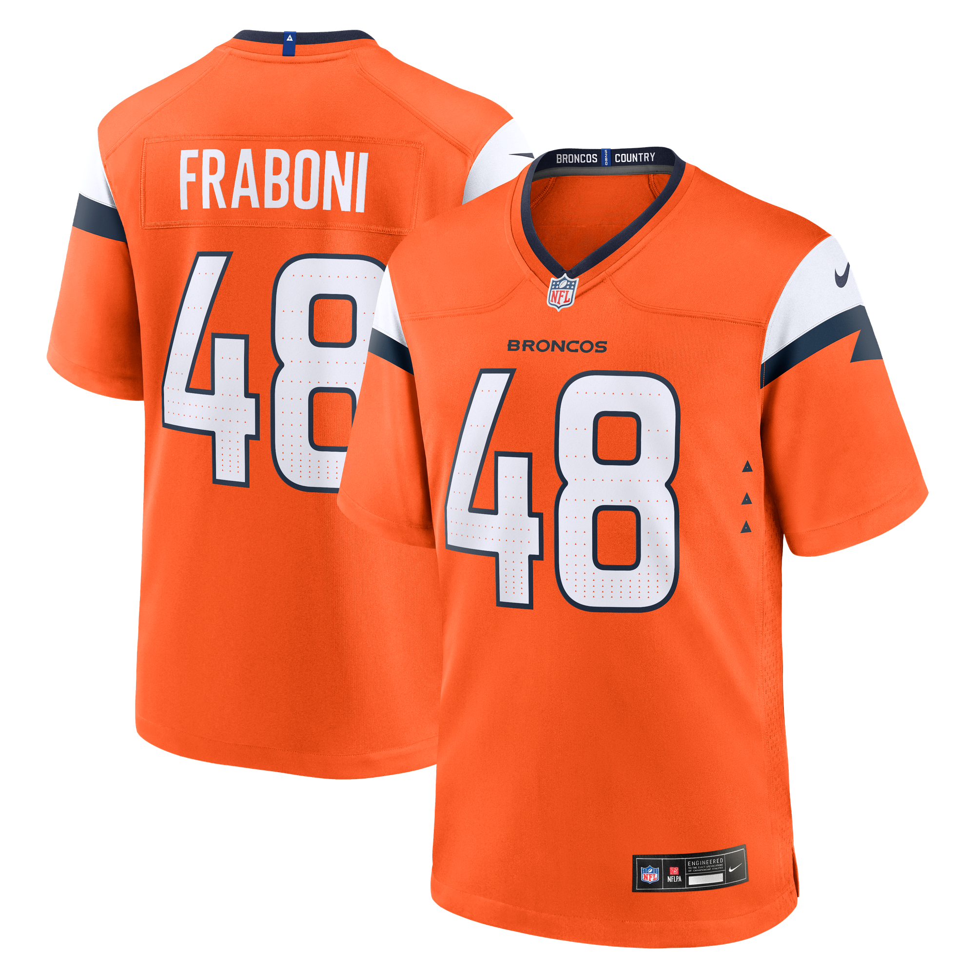 Mitchell Fraboni Denver Broncos Game Jersey Orange NFL Football Fan Wear