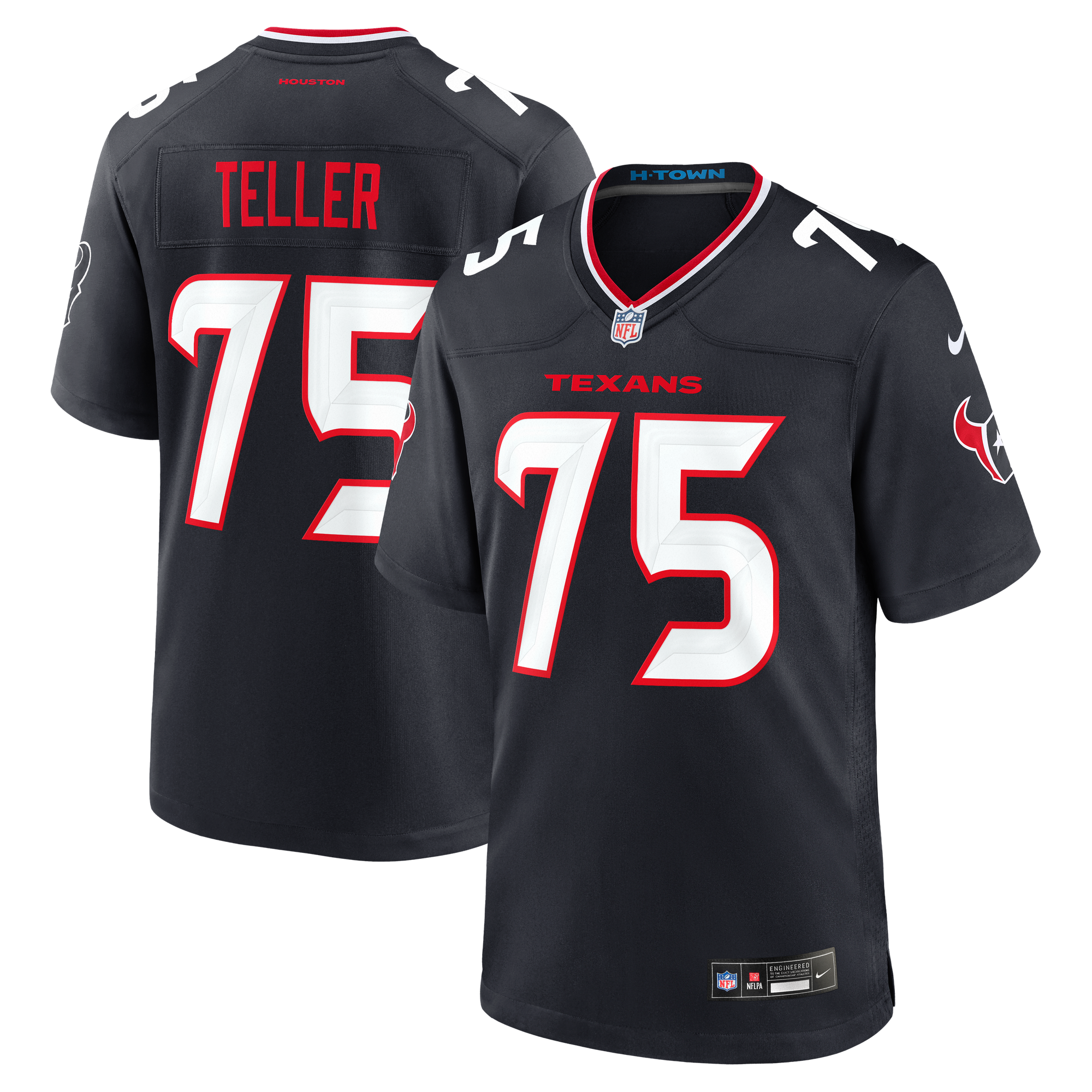 Wyatt Teller Houston Texans Game Jersey Navy NFL Football Fan Wear Wyatt Teller