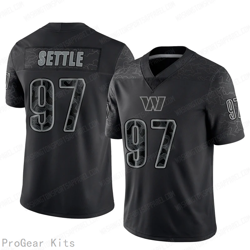 Tim Settle Washington Commanders Jersey No.97 Reflective NFL Football Fan Wear Tim Settle