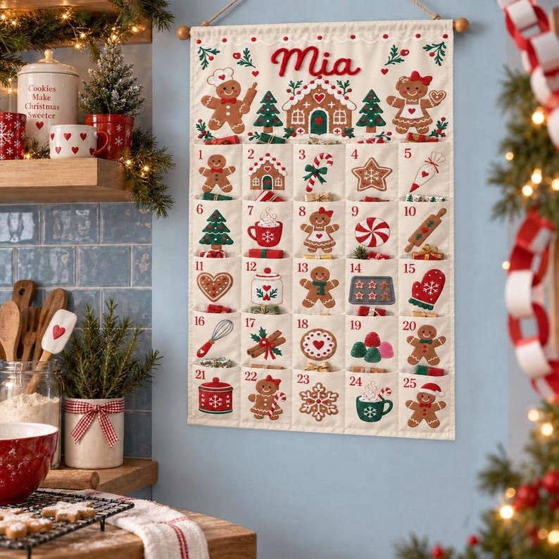 Lebkuchen-Adventskalender mit dem Namen Mia