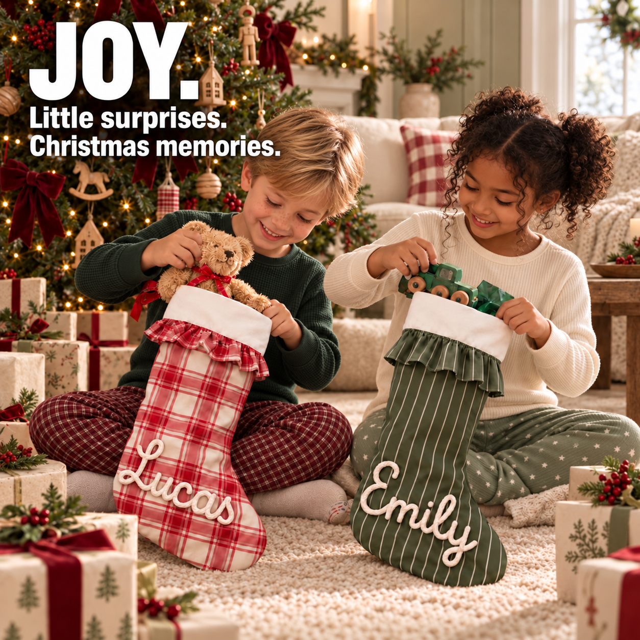 Personalisierter Weihnachtsstrumpf für Kinder in der Weihnachtszeit