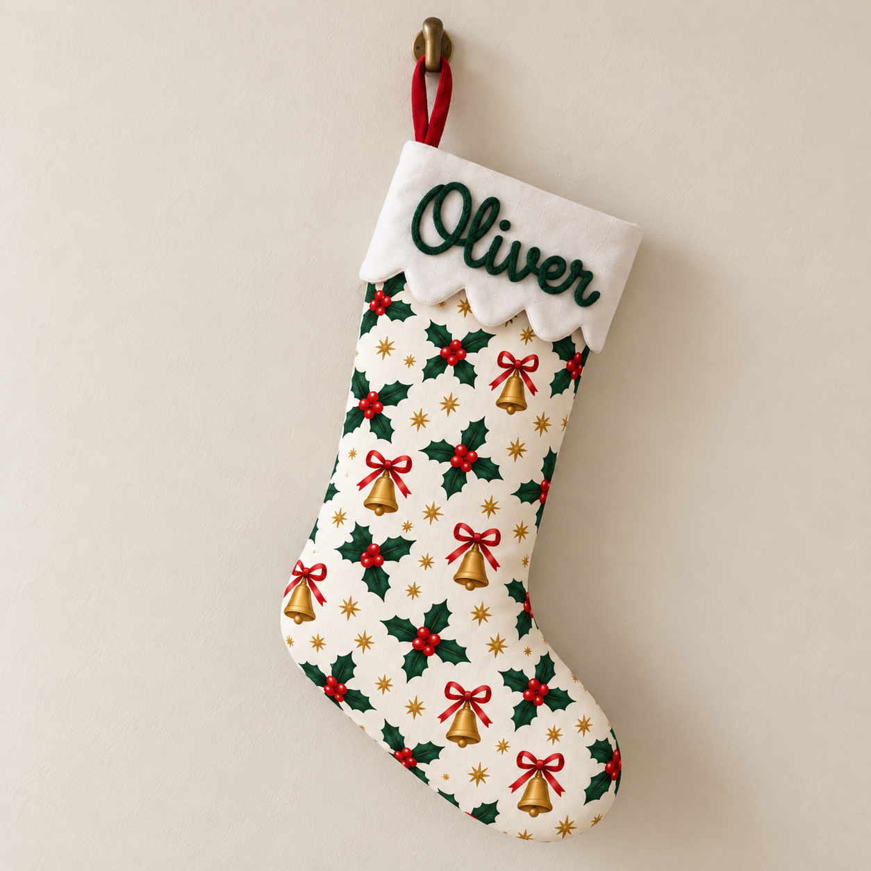 Personalisierter Weihnachtsstrumpf mit Rentiermotiv und Name Olivia