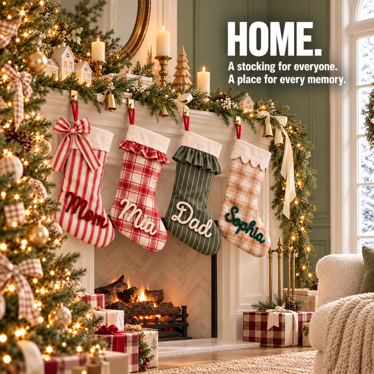 Weihnachtsstrumpf mit Name und Schriftzug Home