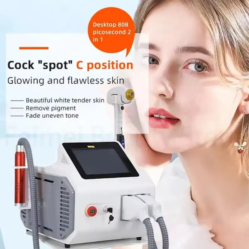Máquina de Diodo 2 em 1 com Três Comprimentos de Onda 755nm 808nm 1064nm Picosecond Nd Yag para Rejuvenescimento da Pele e Remoção de Tatuagens