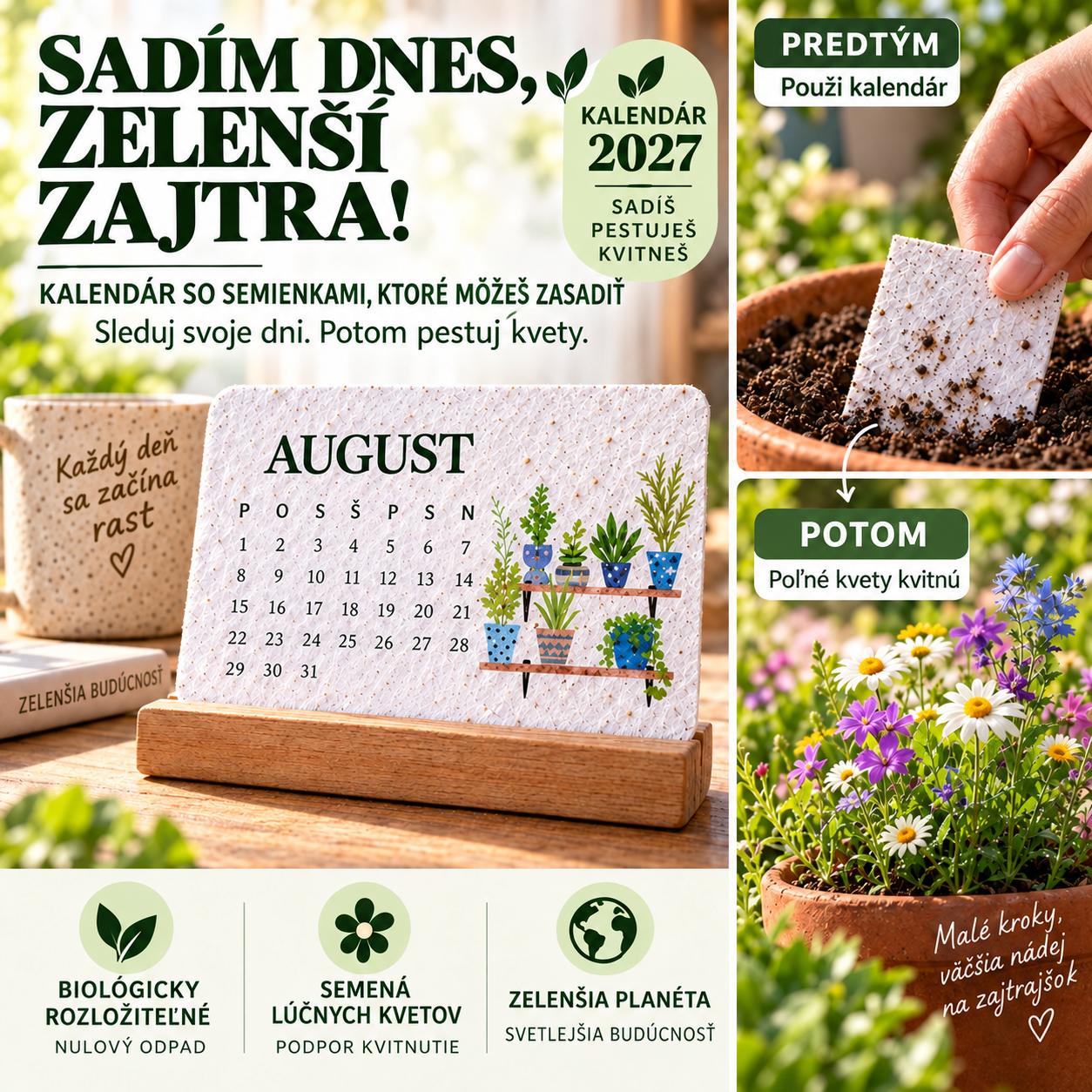 🔥 Predčasná sviatočná akcia – 50 % ZĽAVA 🌱 Ekologický, vysaditeľný kalendár „Timeless“ so semienkami 2027✨