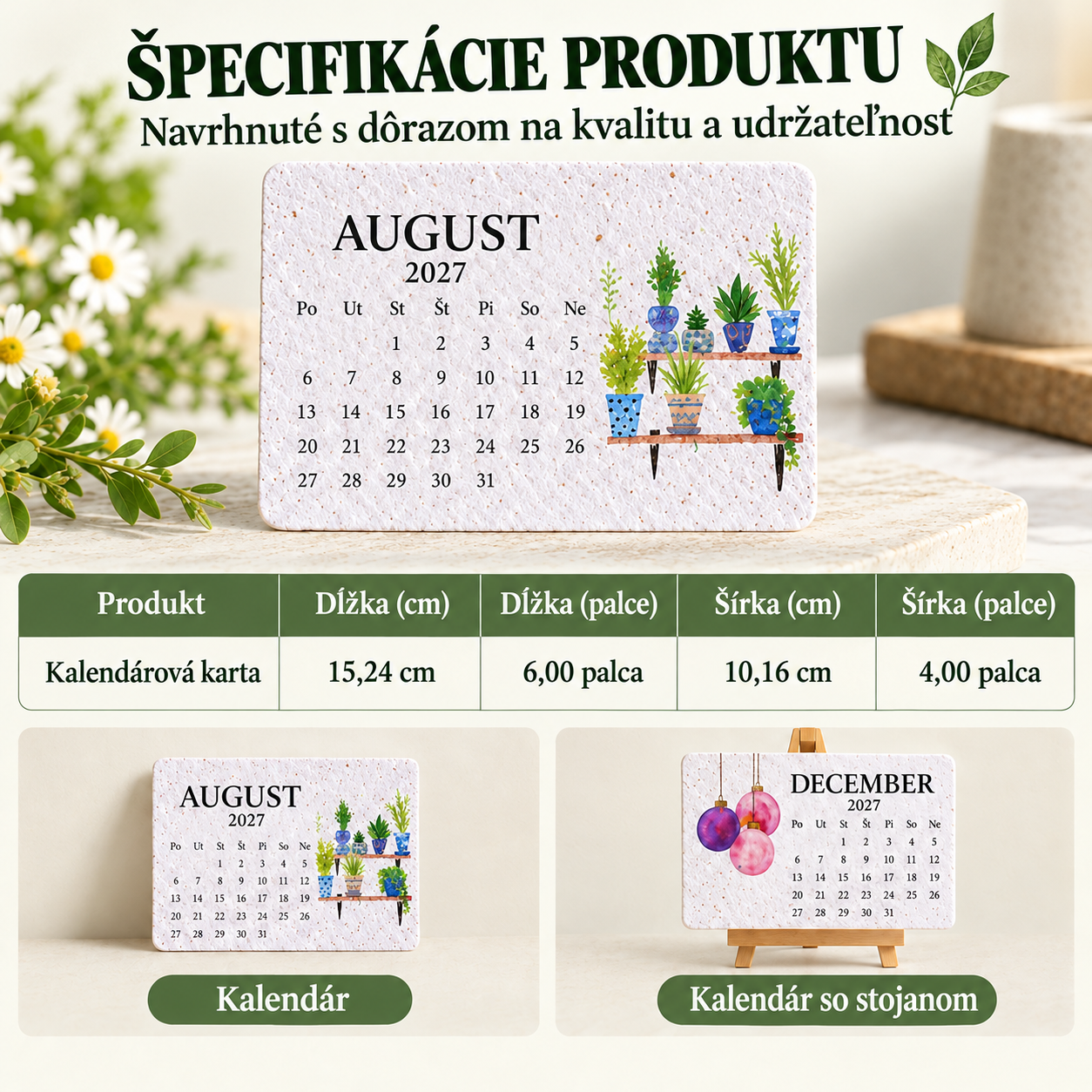 🔥 Predčasná sviatočná akcia – 50 % ZĽAVA 🌱 Ekologický, vysaditeľný kalendár „Timeless“ so semienkami 2027✨