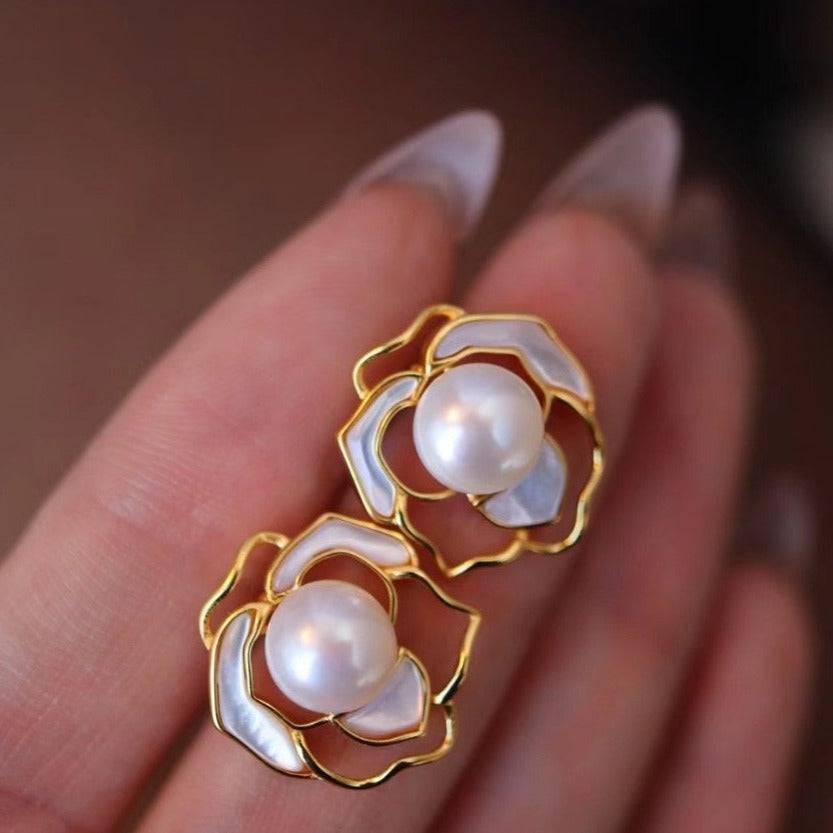 Rose White Mother-of-Pearl Earrings