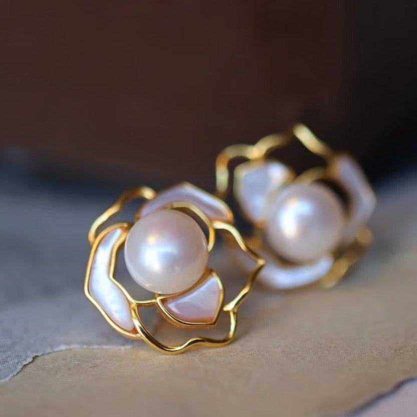 Rose White Mother-of-Pearl Earrings