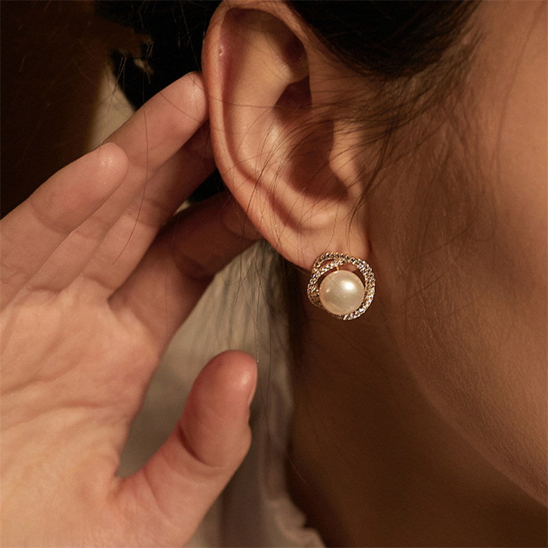 Pearl-Look Halo Earrings