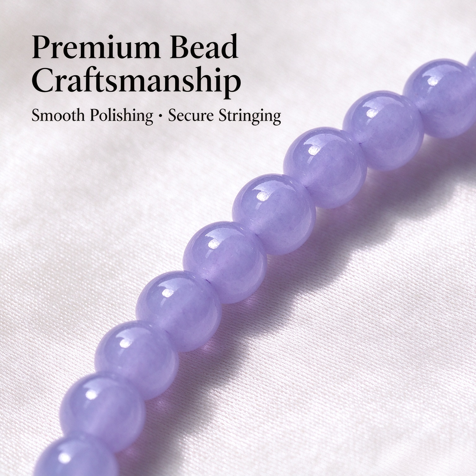 Natural Lavender Jadeite Beaded Bracelet