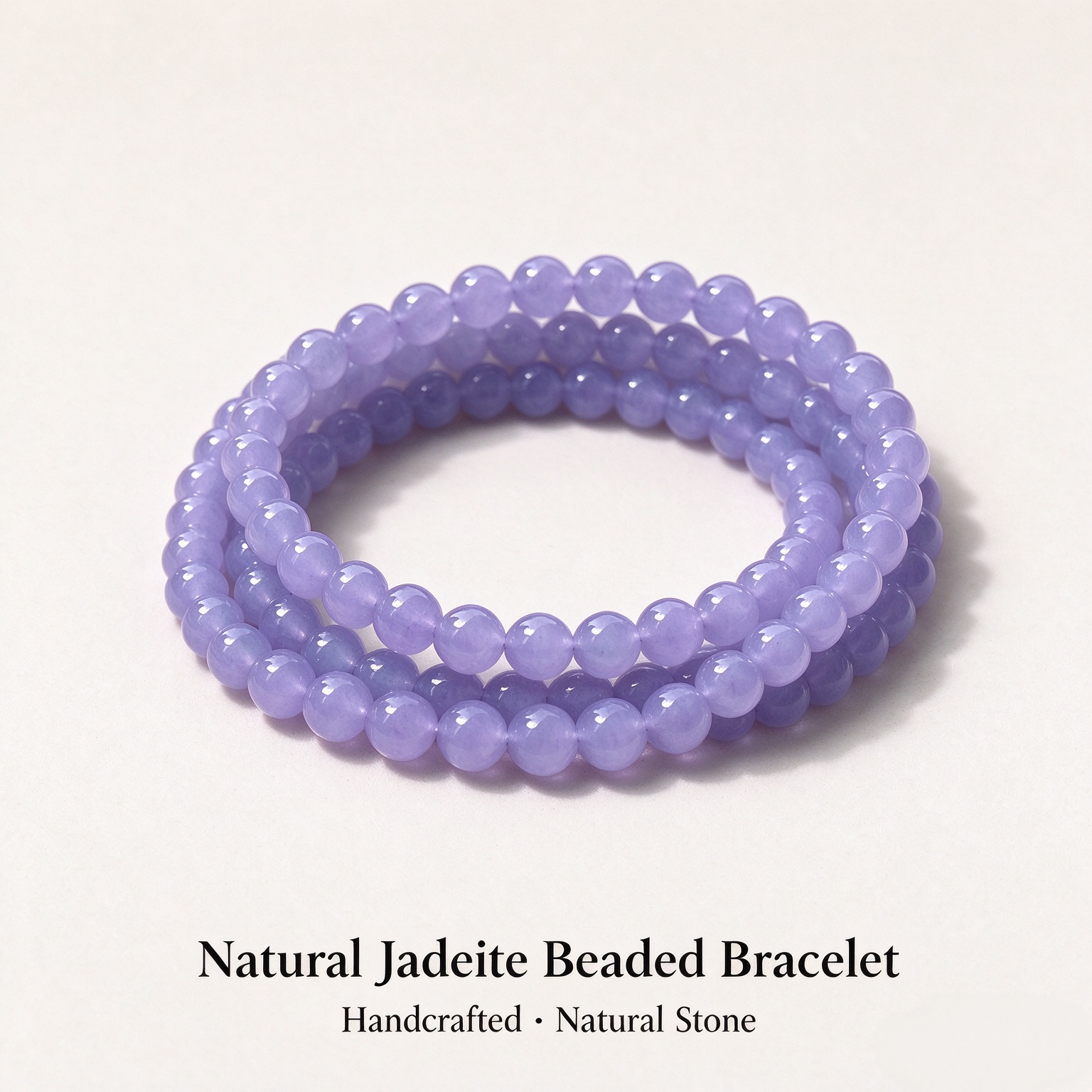 Natural Lavender Jadeite Beaded Bracelet