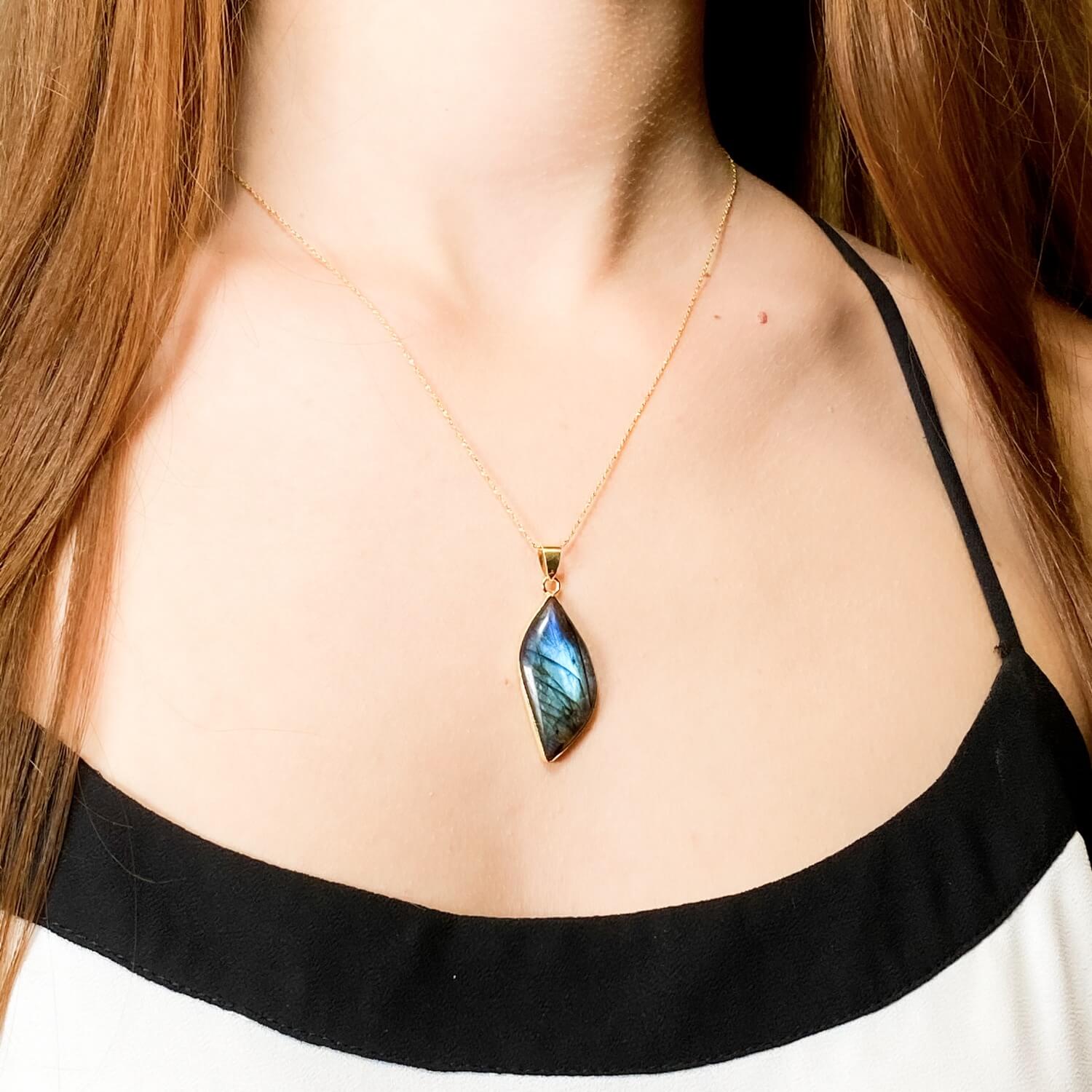 labradorite necklace gold