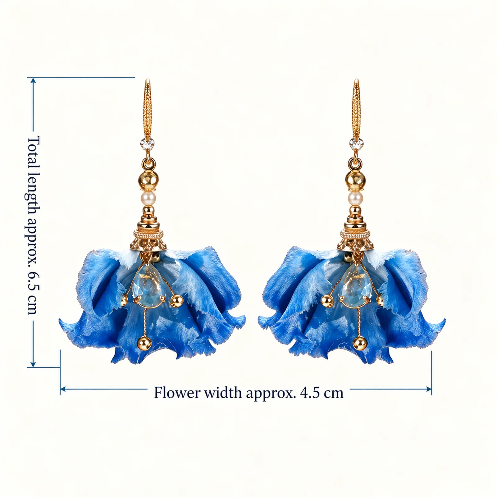 Blue Water Iris Ronghua Drop Earrings