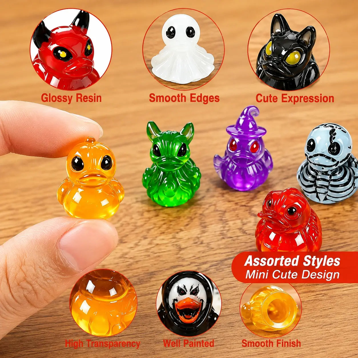Glow-In-The-Dark Mini Halloween Duck Set