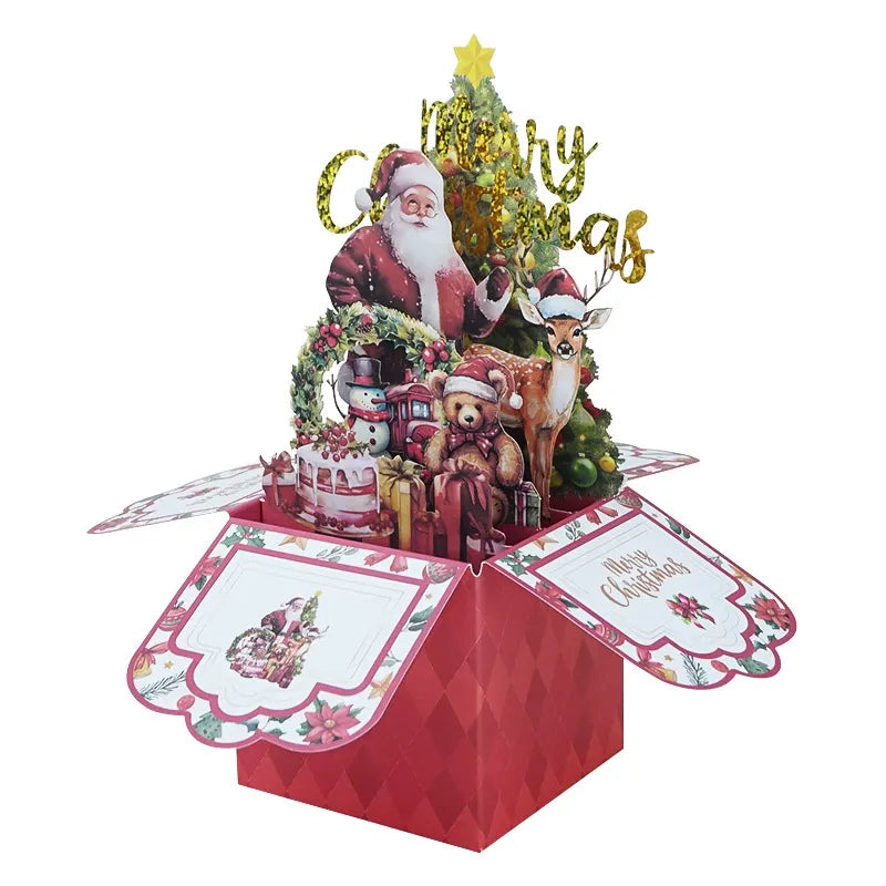 3D Pop Up Christmas Greeting Card – Santa Claus Holiday Decoration Card