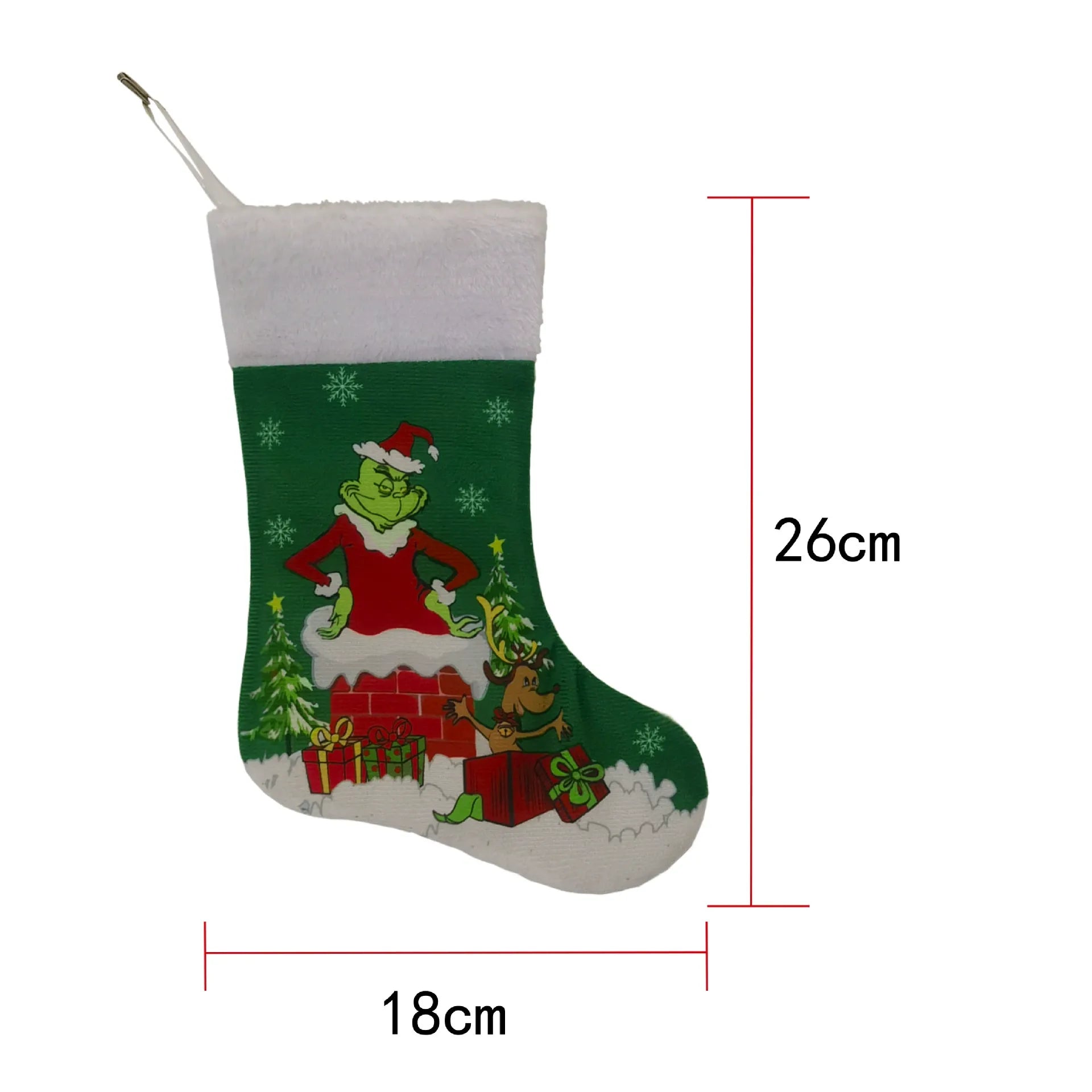 Green Monster Christmas Stocking – Festive Holiday Gift Bag Hanging Decoration for Candy & Small Gifts