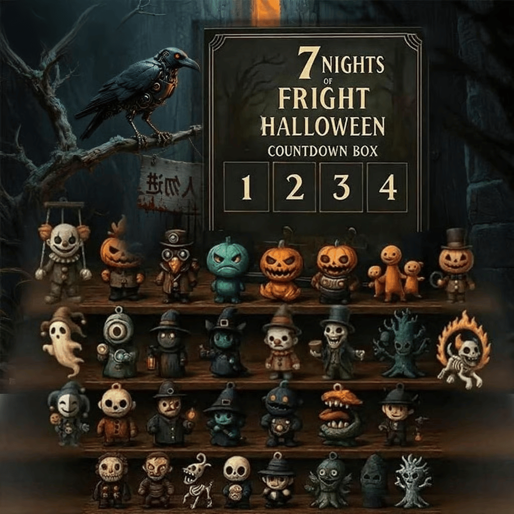 🔥🎁🎃 31 Nights of Fright Halloween Countdown Box | 31 Unique Mini Figurines, Hanging Charms & Spooky Collectibles with No Repeats 👻✨