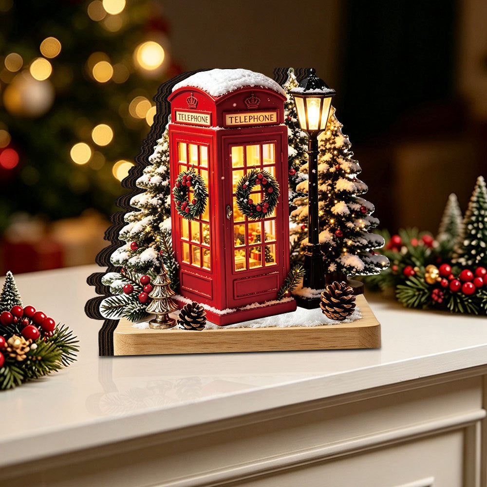 Lighted Christmas Village House Decoration – LED Wooden Winter Scene Tabletop Ornament for Holiday Home Decor