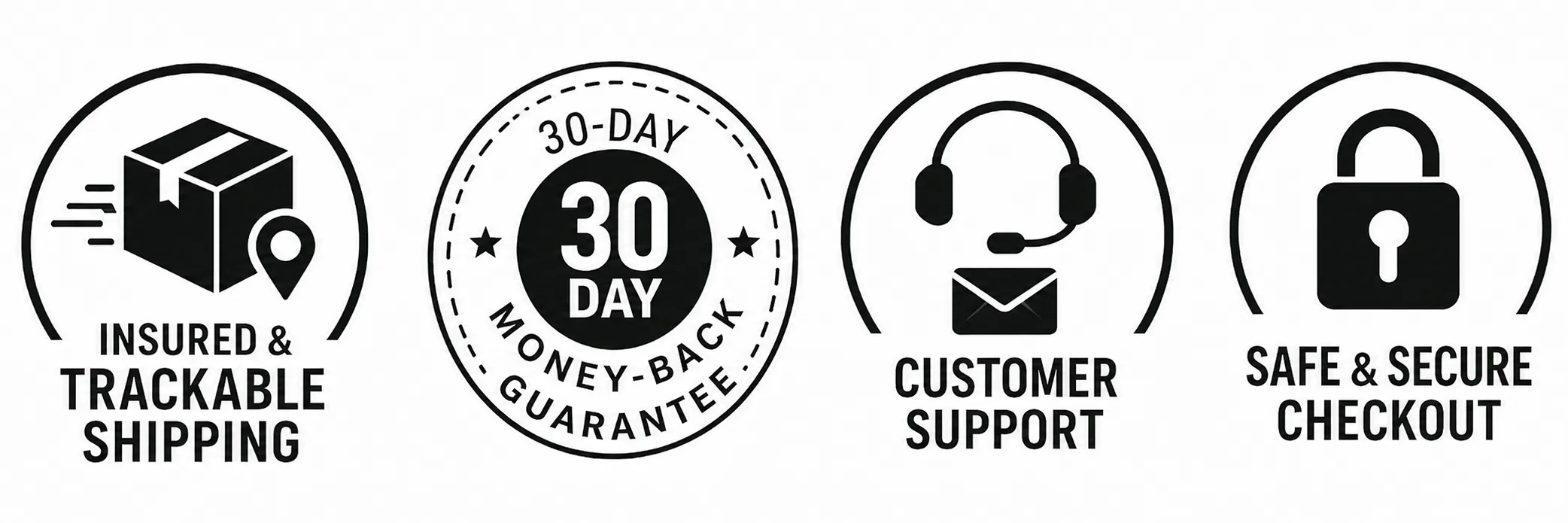 Secure ordering, 90-day money-back guarantee, satisfaction guarantee and easy returns