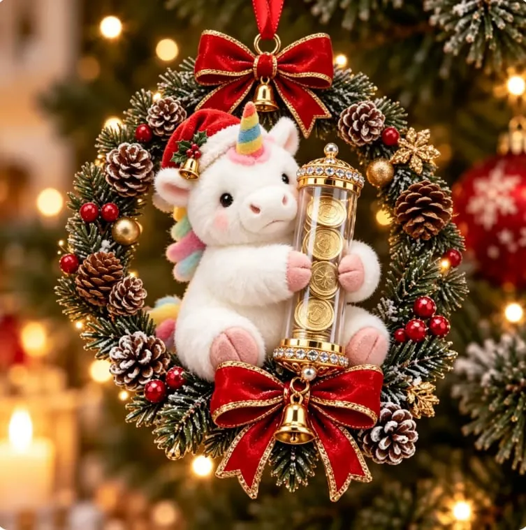Unicorn Magic money plush ornament