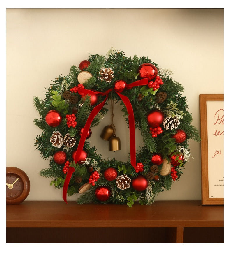 Christmas Wreath Hanging Decoration – Rustic Holiday Garland for Door, Wall, Christmas Tree & Party Photo Backdrop Decor