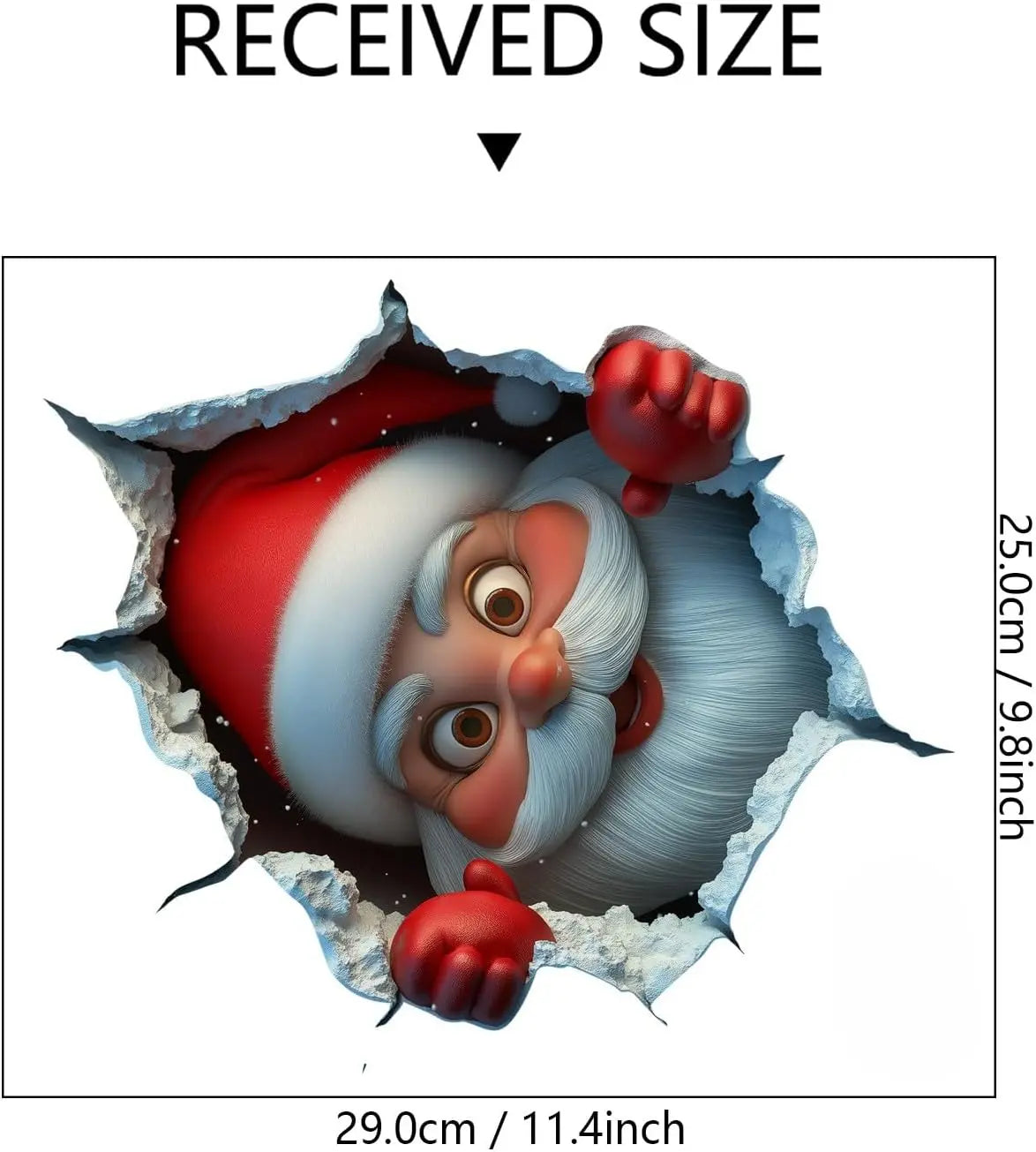 🎅2-Piece 3D Illusion Santa Face Vinyl Stickers – Easy Peel-and-Stick Holiday Wall Decals🎁