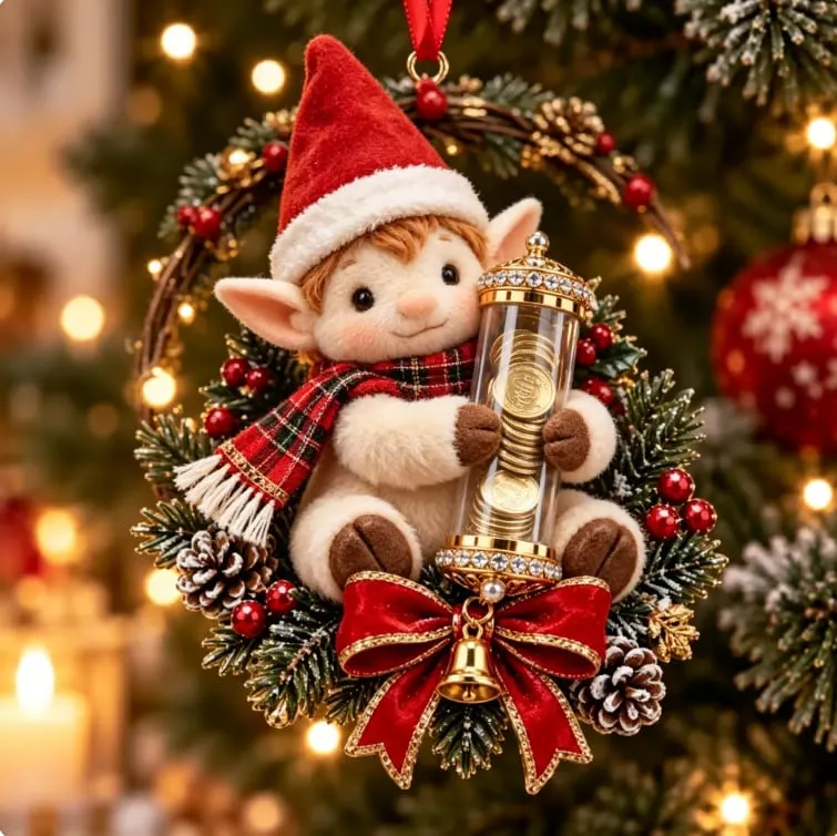 Merry Elf money plush ornament