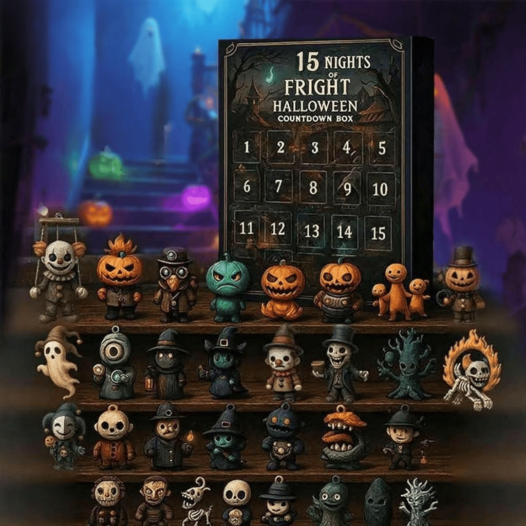 🔥🎁🎃 31 Nights of Fright Halloween Countdown Box | 31 Unique Mini Figurines, Hanging Charms & Spooky Collectibles with No Repeats 👻✨