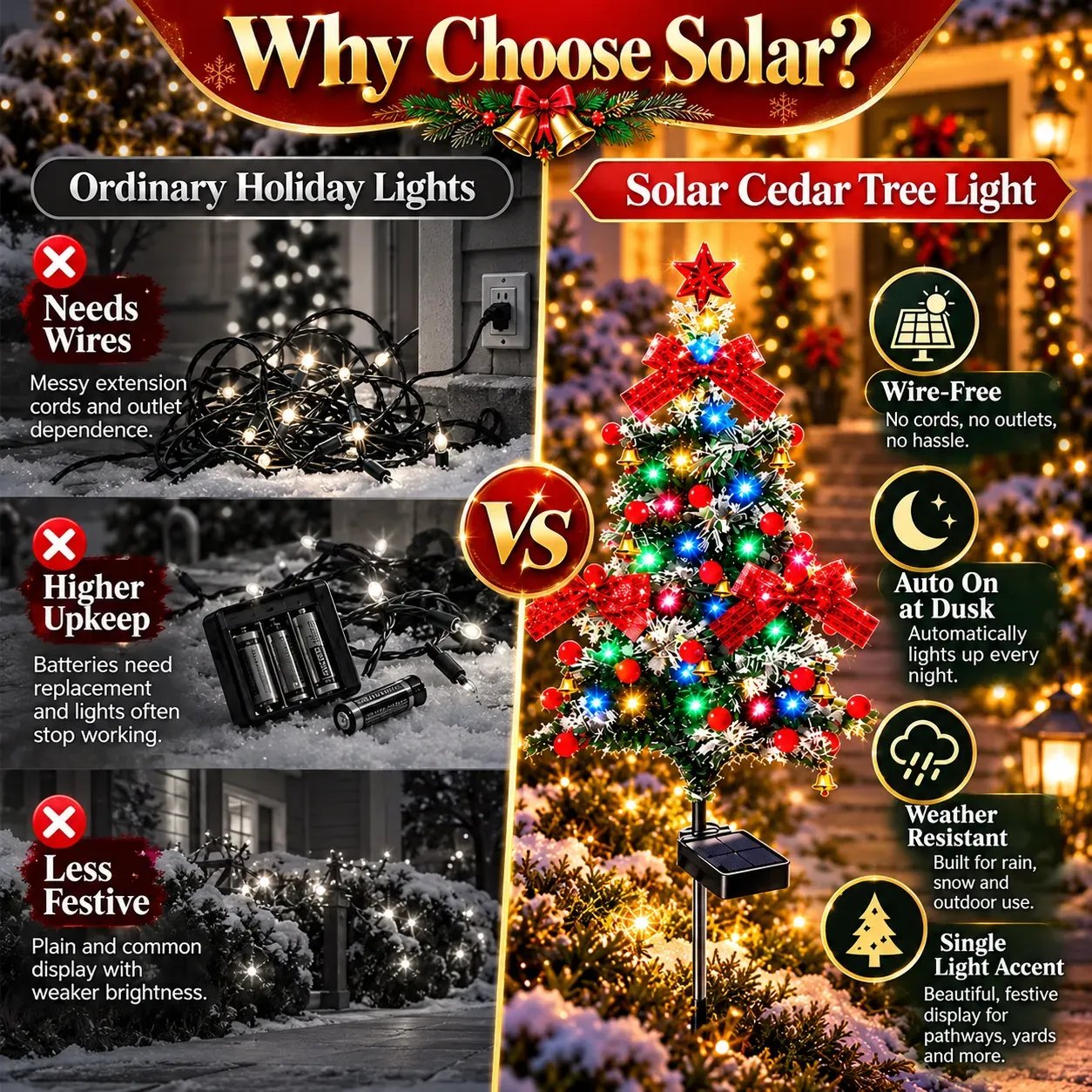 🔥 Solar Cedar Christmas Tree Lights