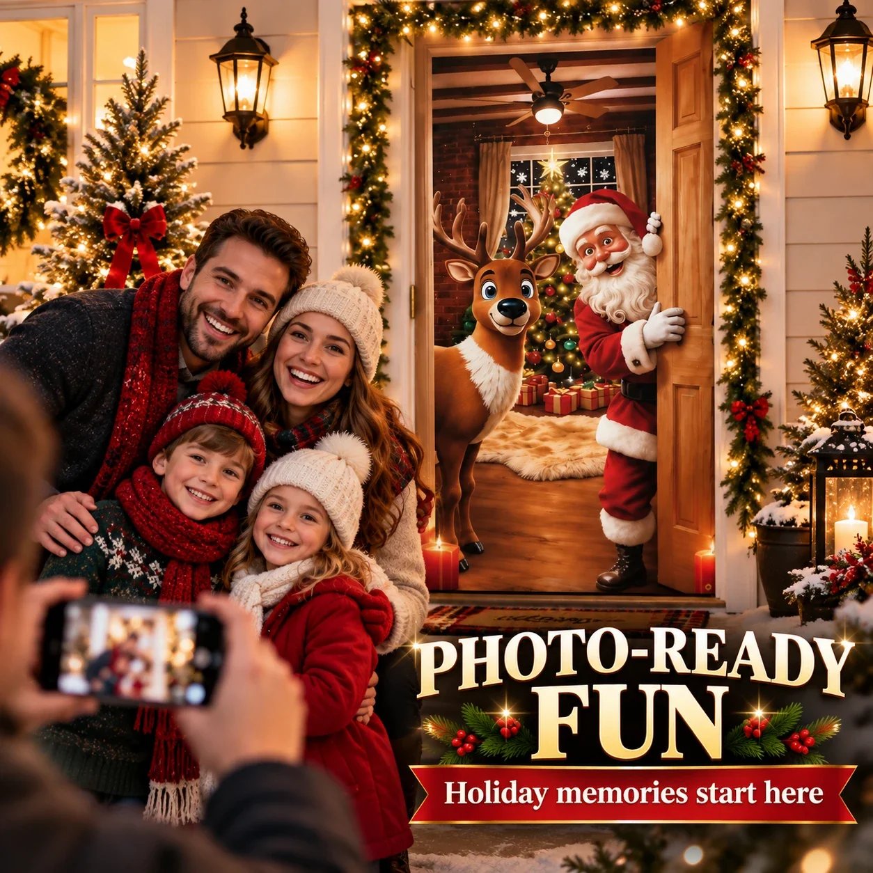 🎄Magical Christmas Door Cover & Holiday Party Banner 