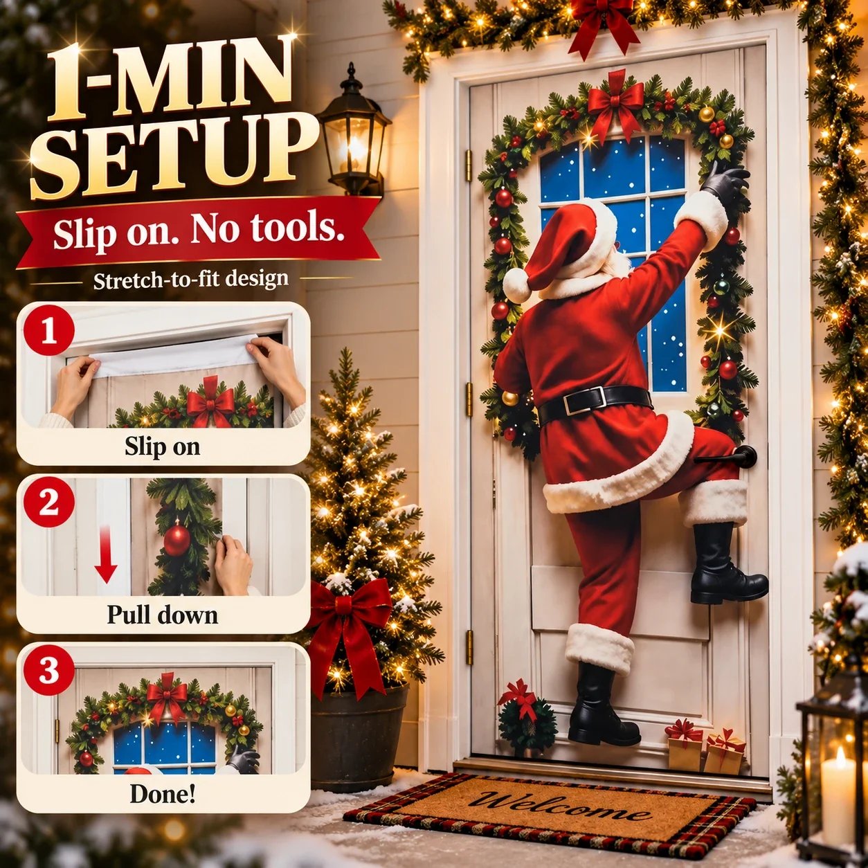 🎄Magical Christmas Door Cover & Holiday Party Banner 