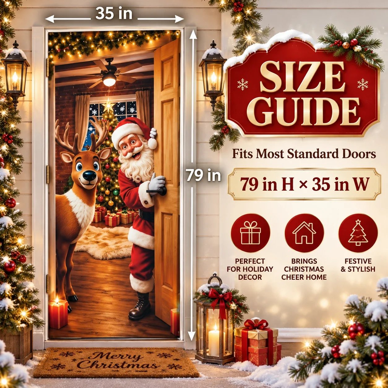 🎄Magical Christmas Door Cover & Holiday Party Banner 