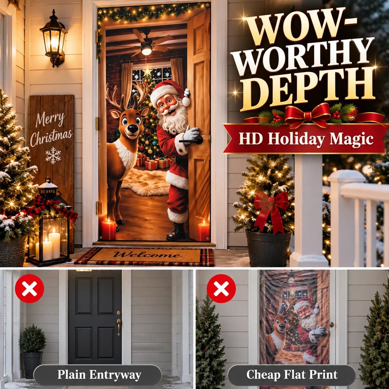 🎄Magical Christmas Door Cover & Holiday Party Banner 