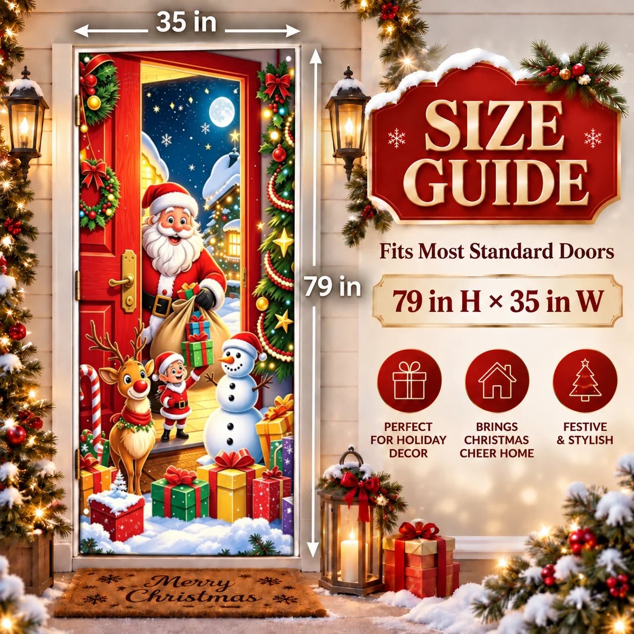 🎄Magical Christmas Door Cover & Holiday Party Banner 
