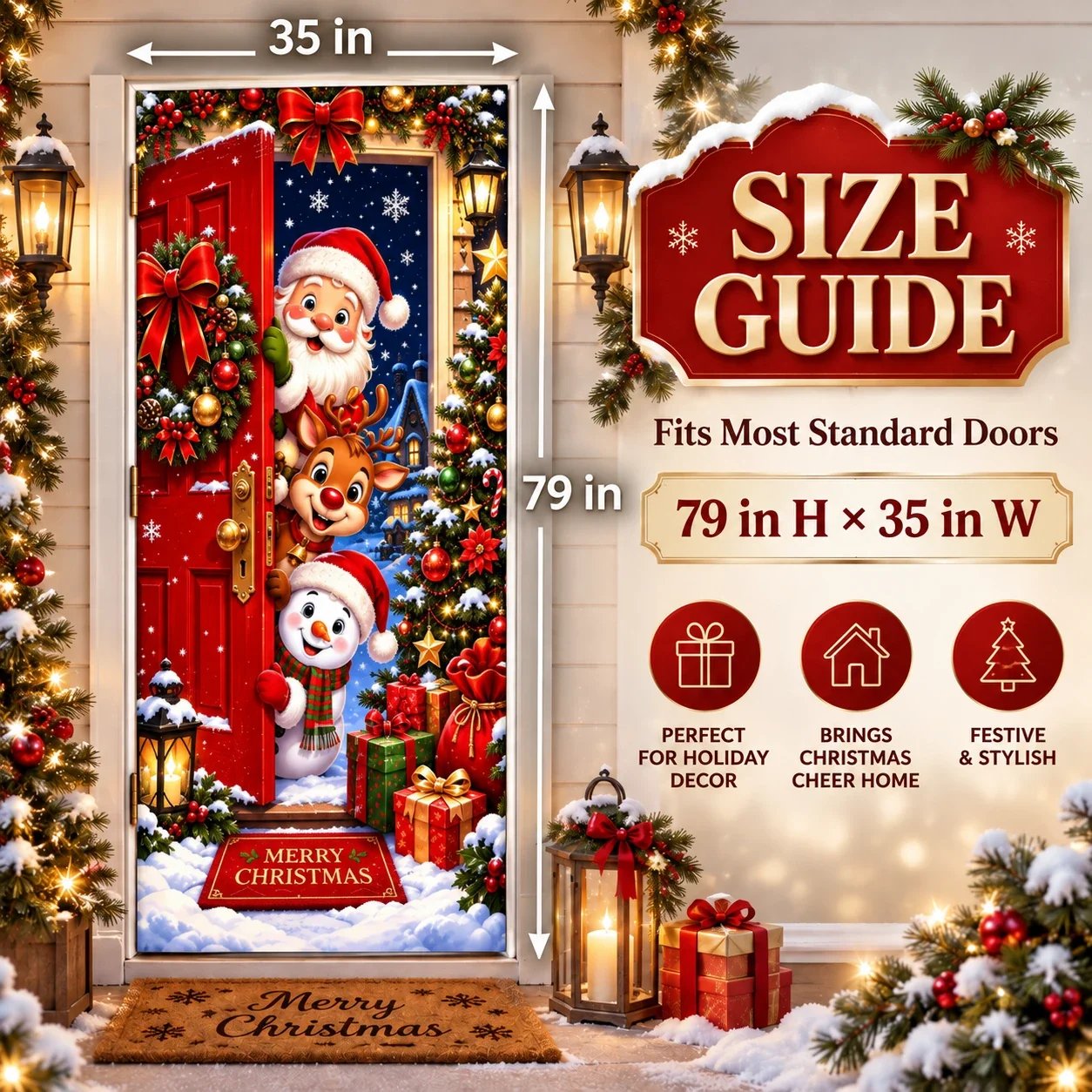 🎄Magical Christmas Door Cover & Holiday Party Banner 