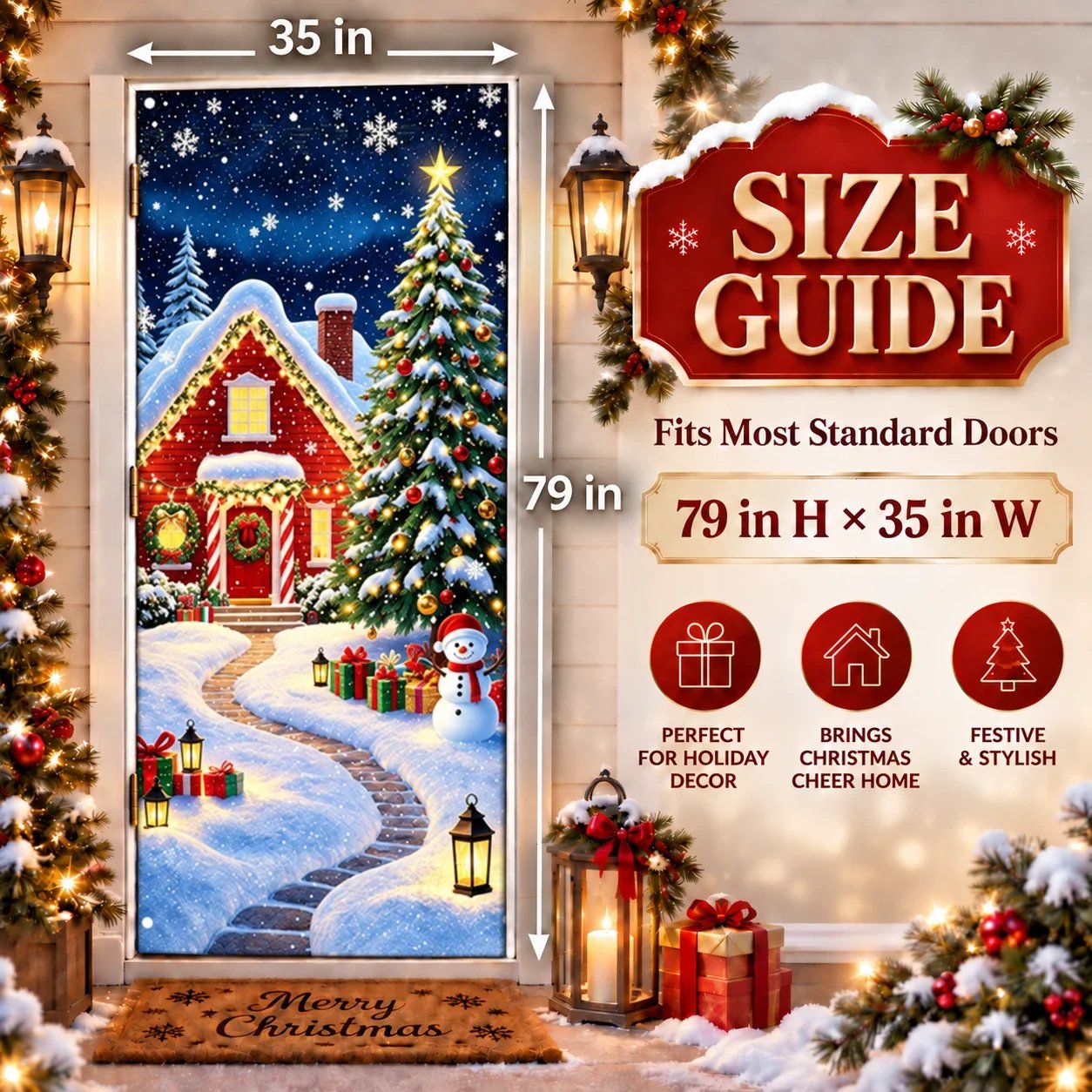 🎄Magical Christmas Door Cover & Holiday Party Banner 
