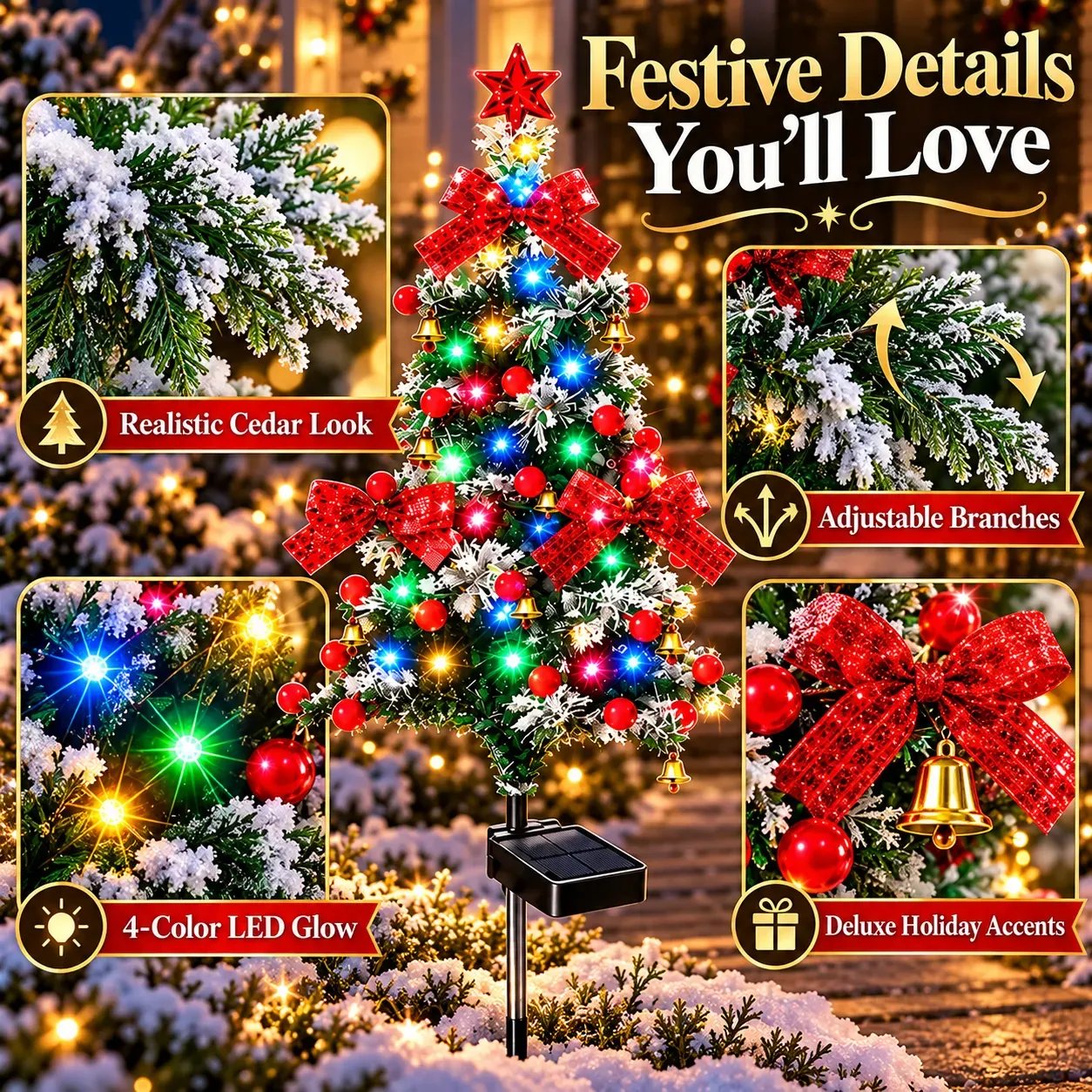 🔥 Solar Cedar Christmas Tree Lights