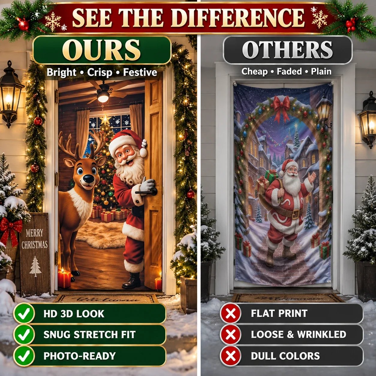 🎄Magical Christmas Door Cover & Holiday Party Banner 