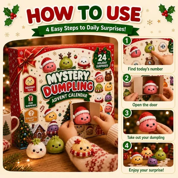 🎄 2026 Christmas Advent Calendar: Mini Dumpling Squishies, 24 Days of Squishy Stress Relief 🥟✨