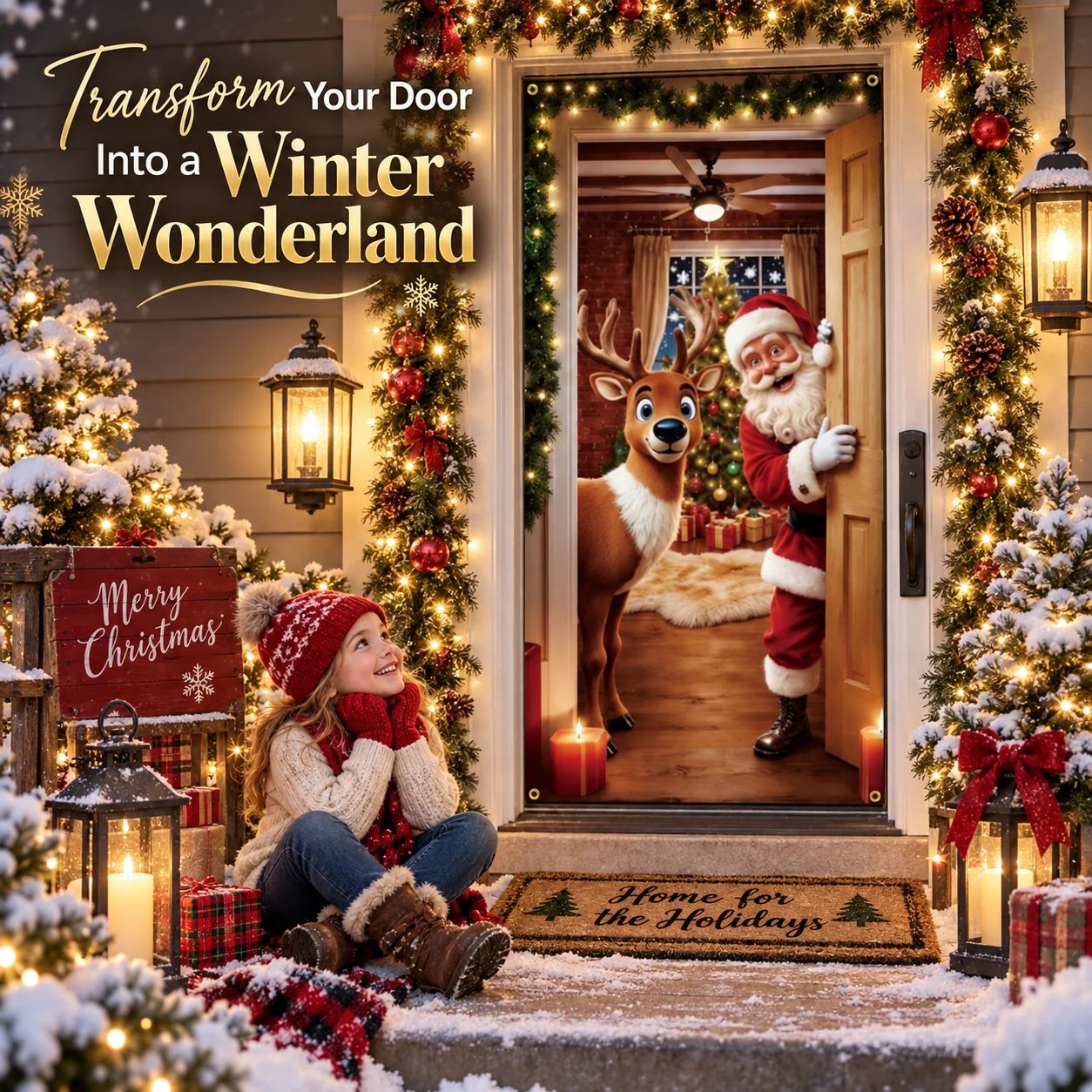 🎄Magical Christmas Door Cover & Holiday Party Banner 