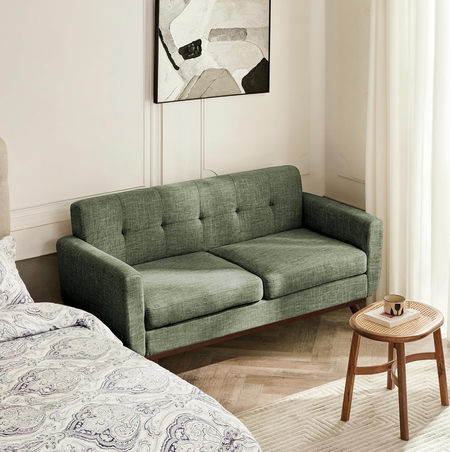 Tufted Upholstered Small Couch