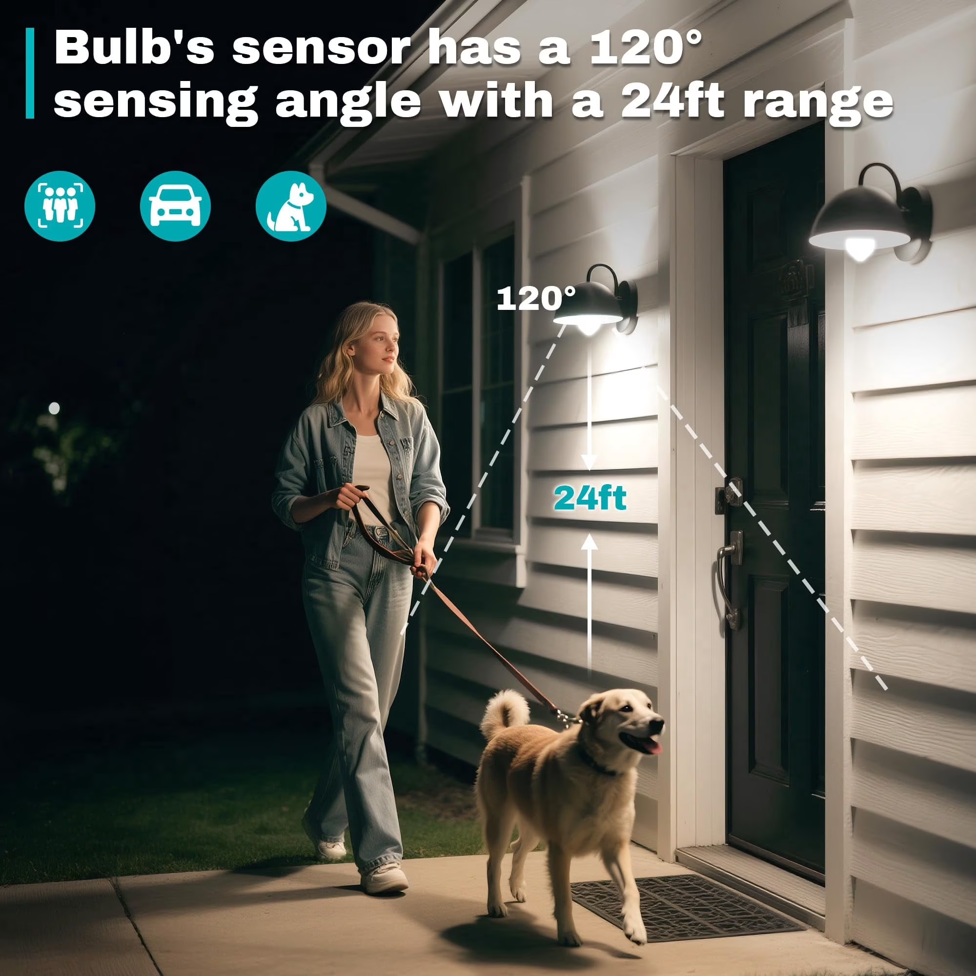 6Pack Motion Sensor Light Bulb, E26/A19 Dusk to Dawn Motion Detector LED Light Bulb, 12W (100W Equivalent) 1100LM for Outdoor/ Indoor, Porch, Hallway, Garage, Basement