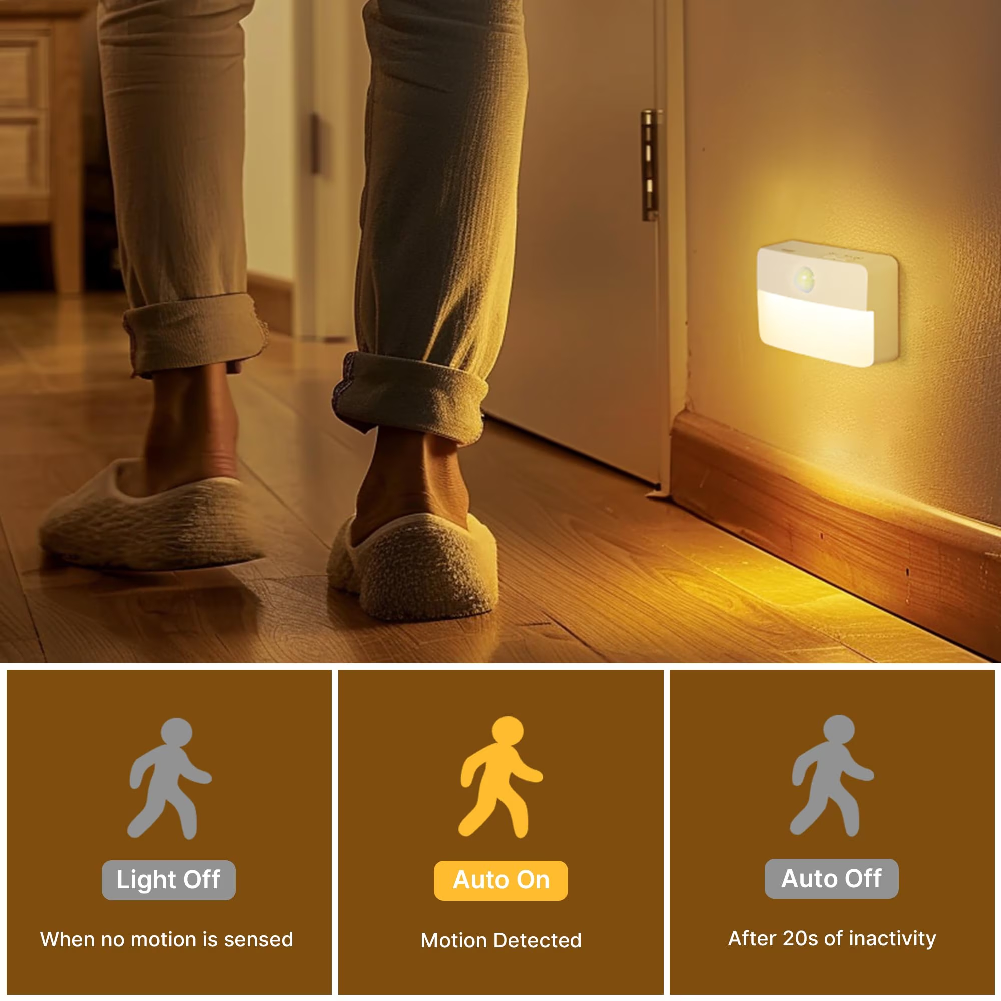 6-Pack Rechargeable LED Night Lights, Motion Sensor Stair Lights indoor, Wireless Wardrobe light for Stair Bedroom Cabinet Hallway