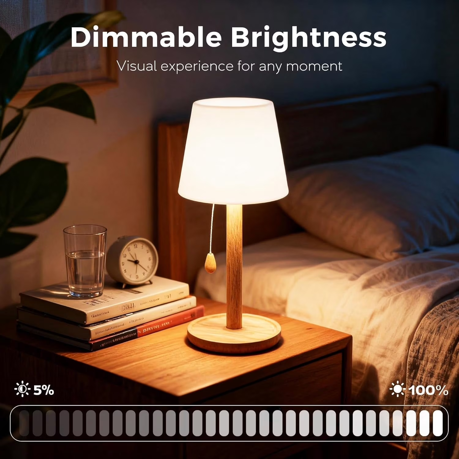 Wireless Table Lamp Rechargeable, Waterproof Shower Light, Cordless Bedside Night Light for Living Room Bathroom Shower