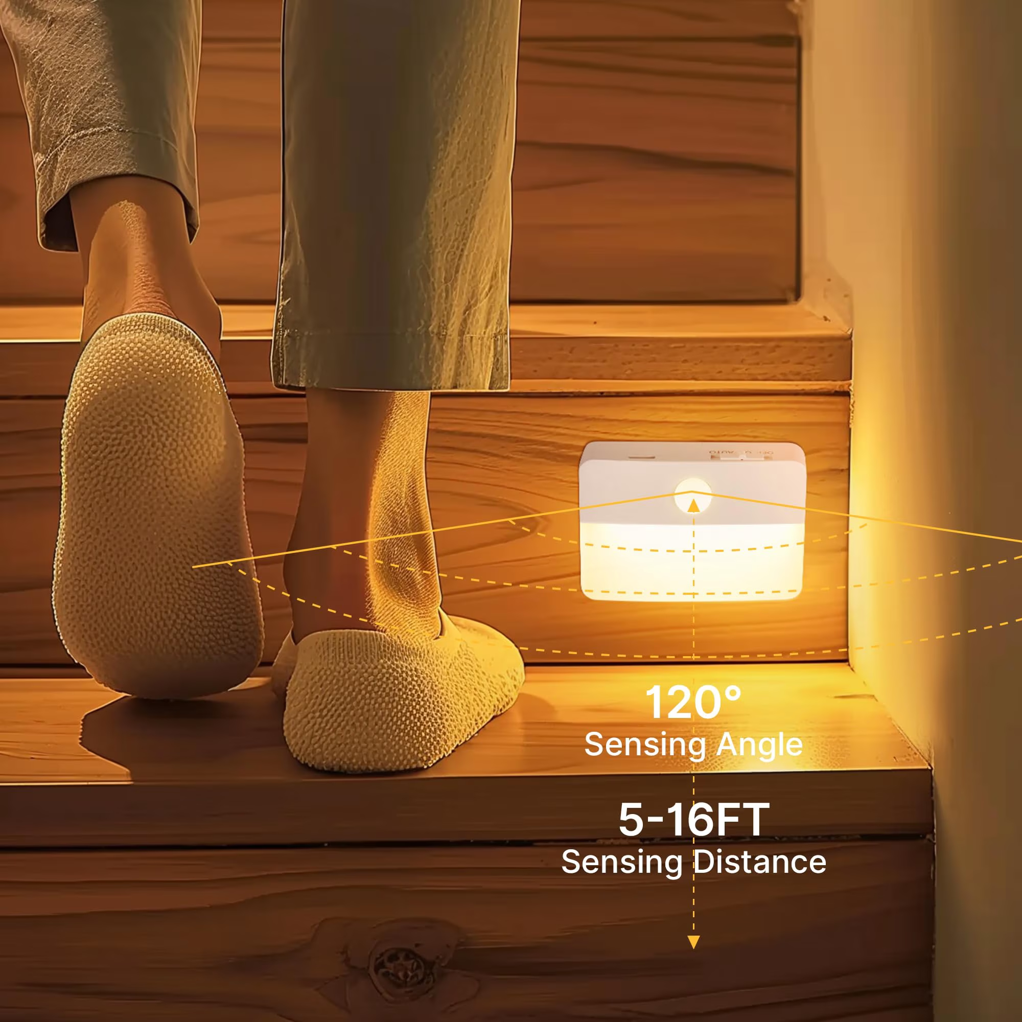 6-Pack Rechargeable LED Night Lights, Motion Sensor Stair Lights indoor, Wireless Wardrobe light for Stair Bedroom Cabinet Hallway