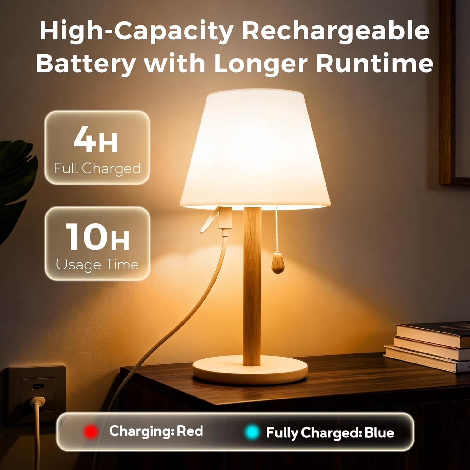 Wireless Table Lamp Rechargeable, Waterproof Shower Light, Cordless Bedside Night Light for Living Room Bathroom Shower