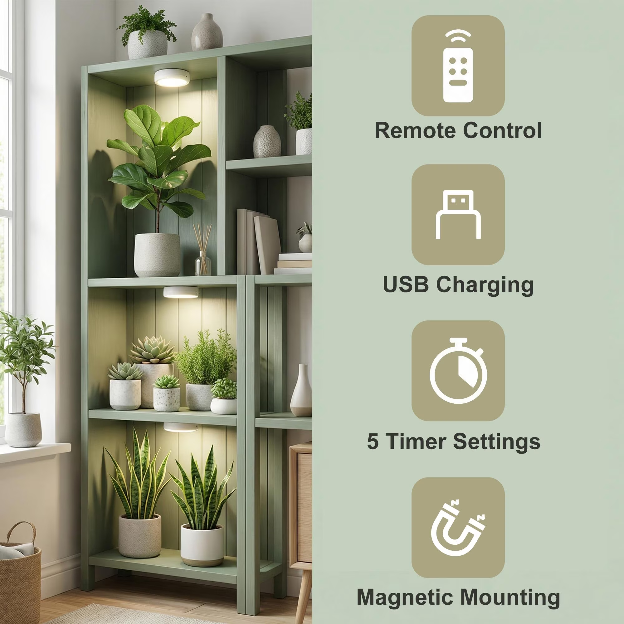Grow Light for Indoor Plants, Rechargeable Grow Lights for Indoor Plant Full Spectrum, Wireless Plant Growth Lights for Indoor with Timer & Remote, Stepless Dimming
