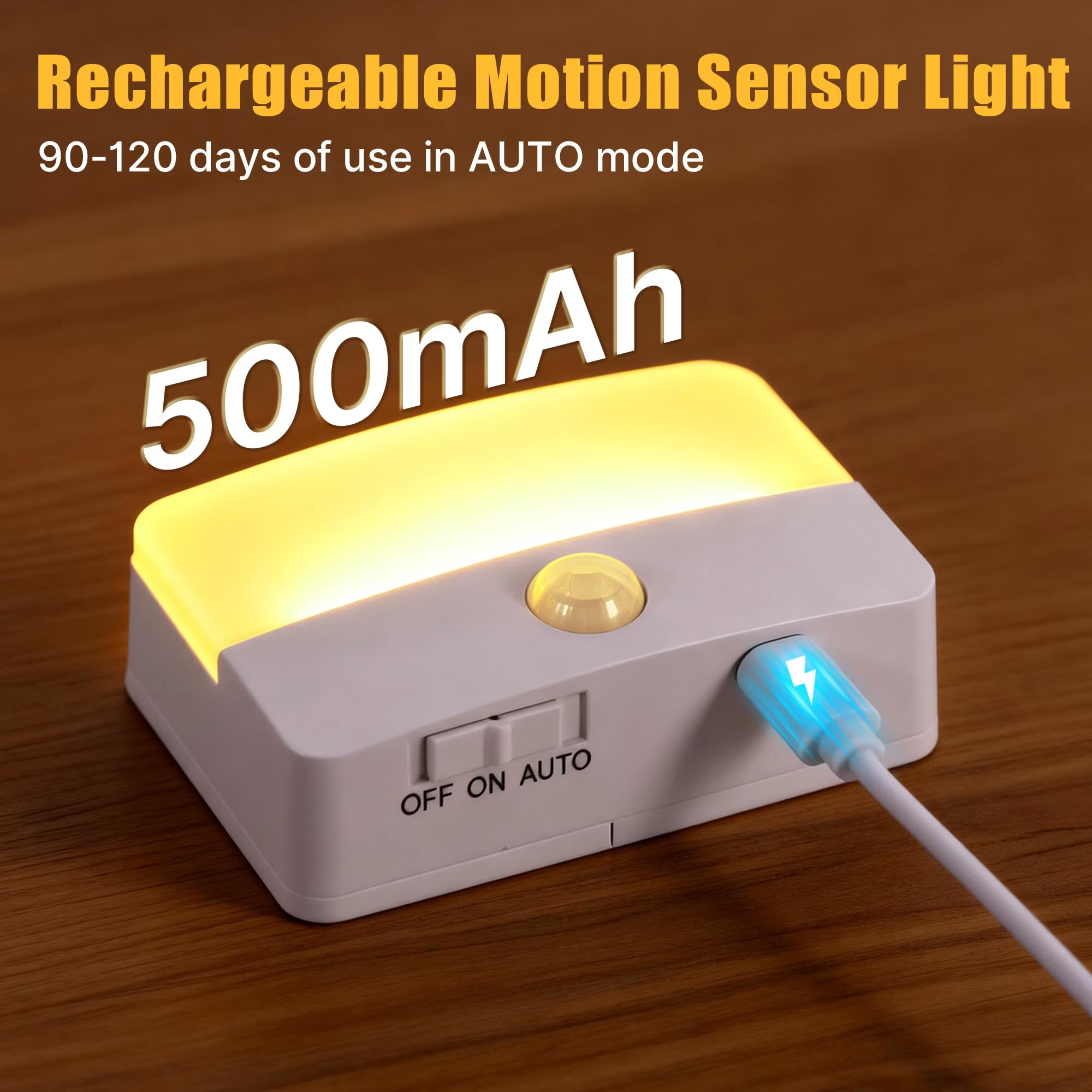 6-Pack Rechargeable LED Night Lights, Motion Sensor Stair Lights indoor, Wireless Wardrobe light for Stair Bedroom Cabinet Hallway