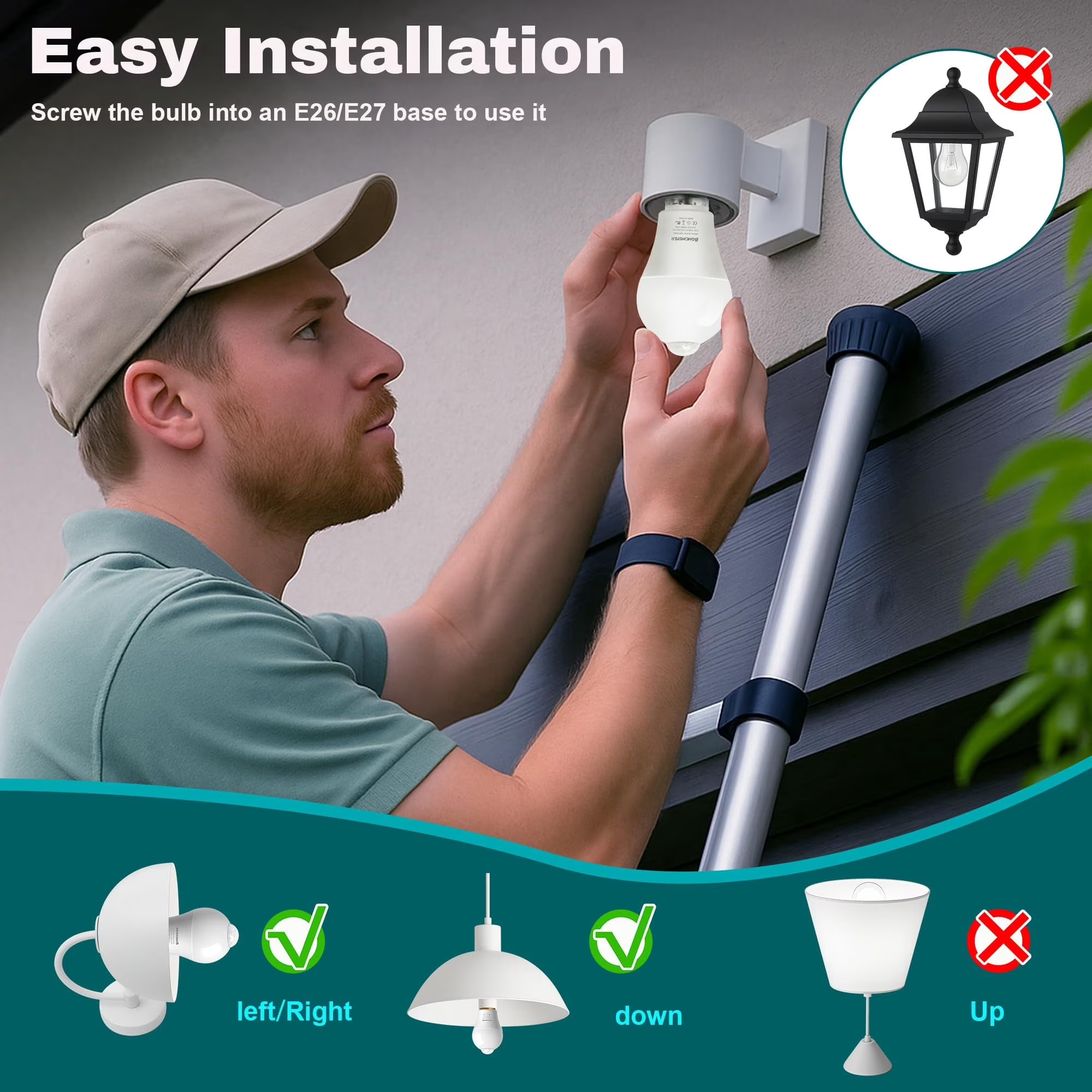 6Pack Motion Sensor Light Bulb, E26/A19 Dusk to Dawn Motion Detector LED Light Bulb, 12W (100W Equivalent) 1100LM for Outdoor/ Indoor, Porch, Hallway, Garage, Basement