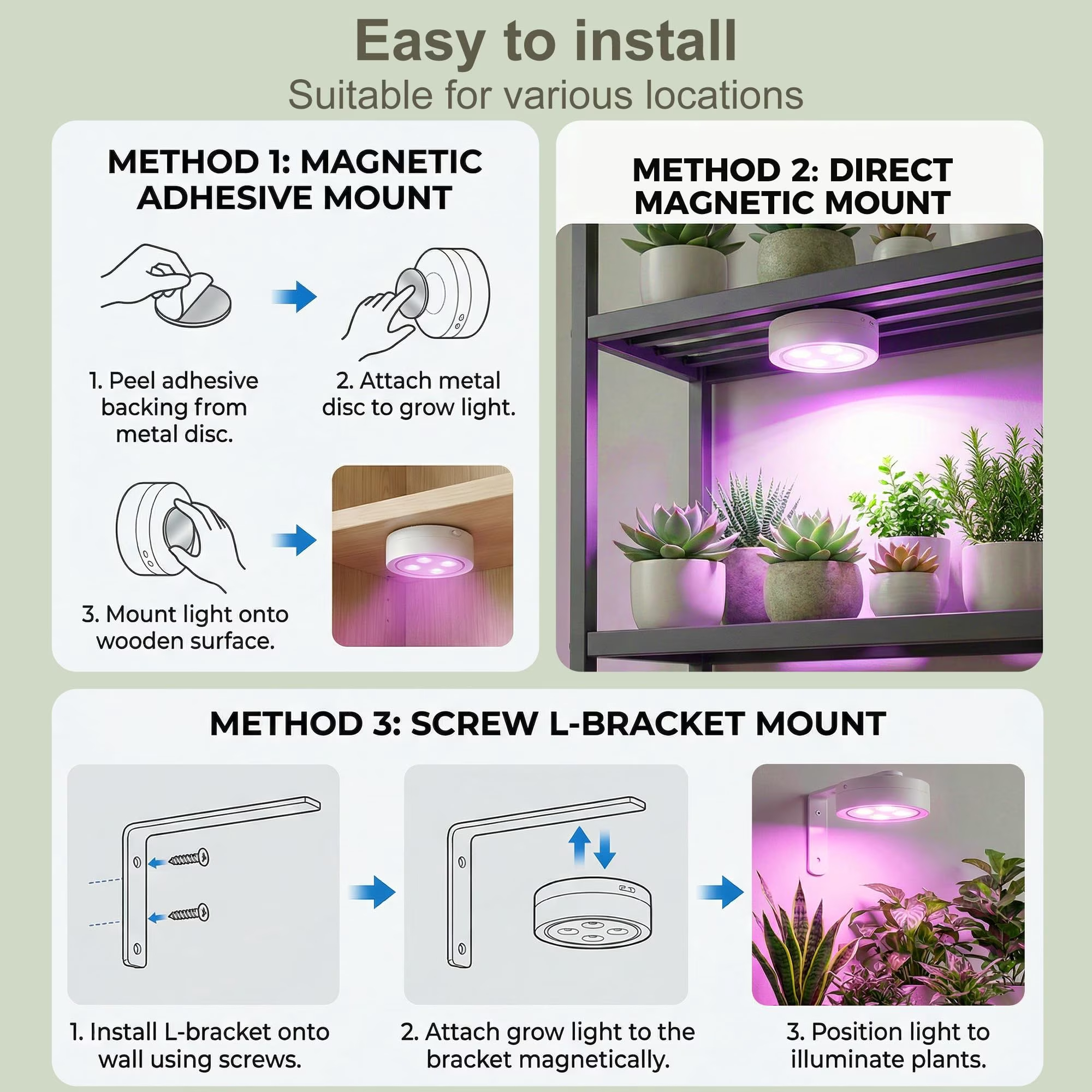 Grow Light for Indoor Plants, Rechargeable Grow Lights for Indoor Plant Full Spectrum, Wireless Plant Growth Lights for Indoor with Timer & Remote, Stepless Dimming